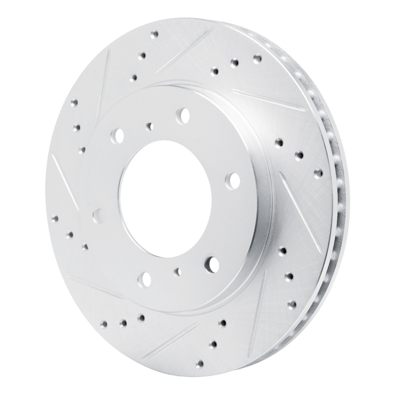 Mitsubishi L200 Brake Rotor (1) - Front Left - R1 Concepts - Drilled & Slotted - Silver - `07-`17